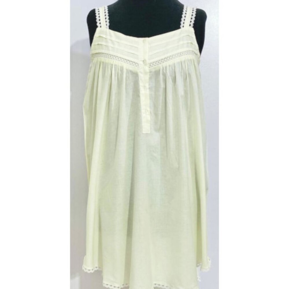 SoieRose 100% Cotton Ivory Victorian Sleeveless Nightgown – SR-1084